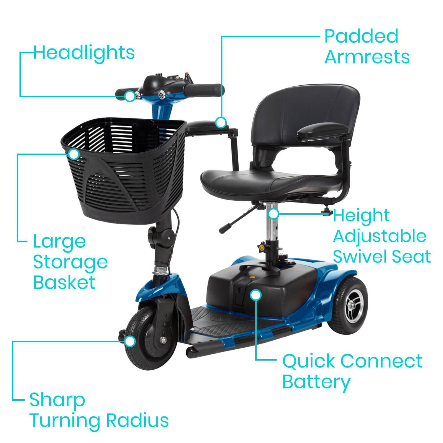 3 Wheel Mobility Scooter - standard features