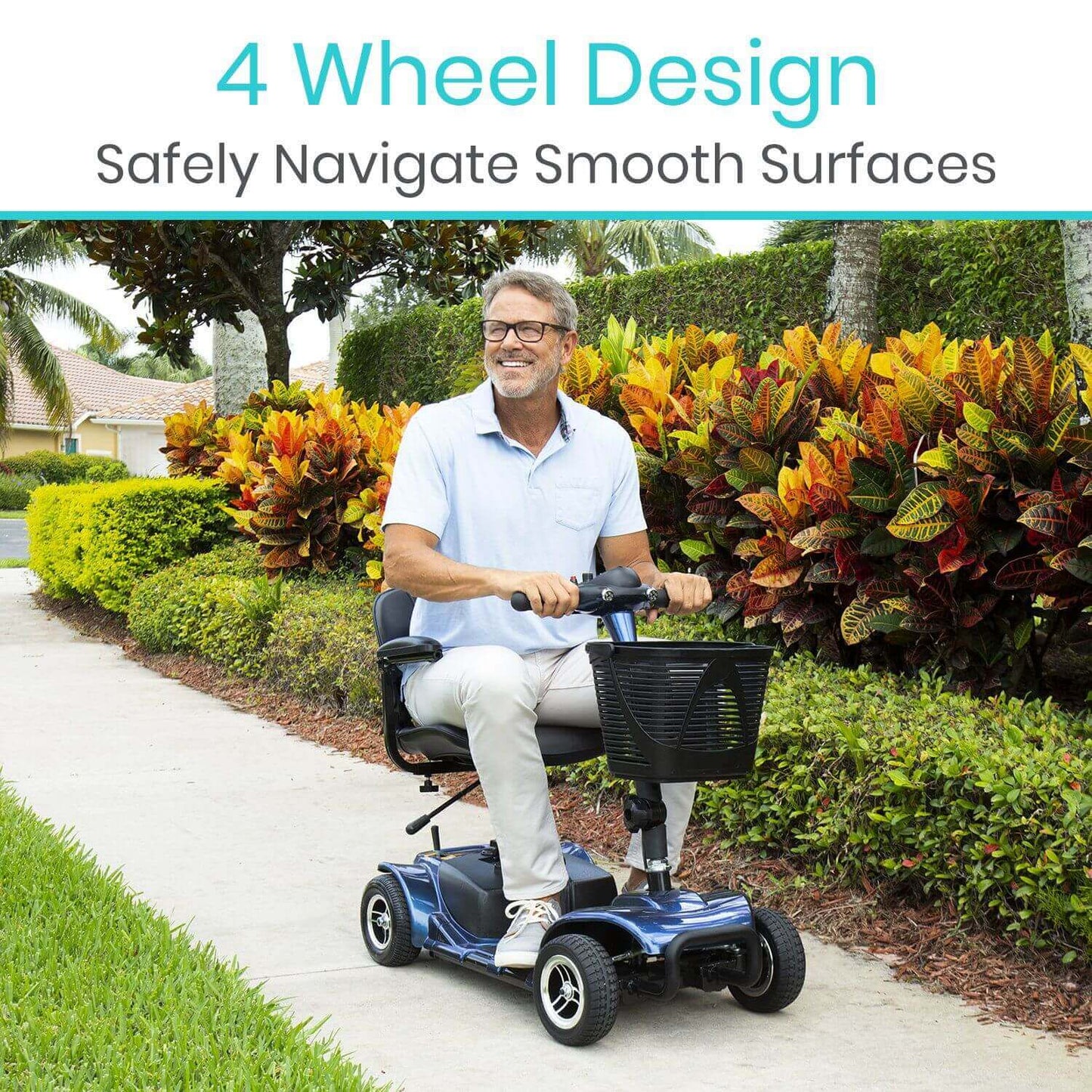 4 Wheel Mobility Scooter - travel on smooth surfaces