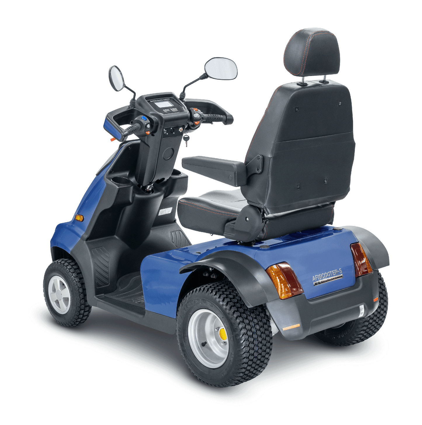 Afiscooter S4 Mobility Scooter - blue left rear view