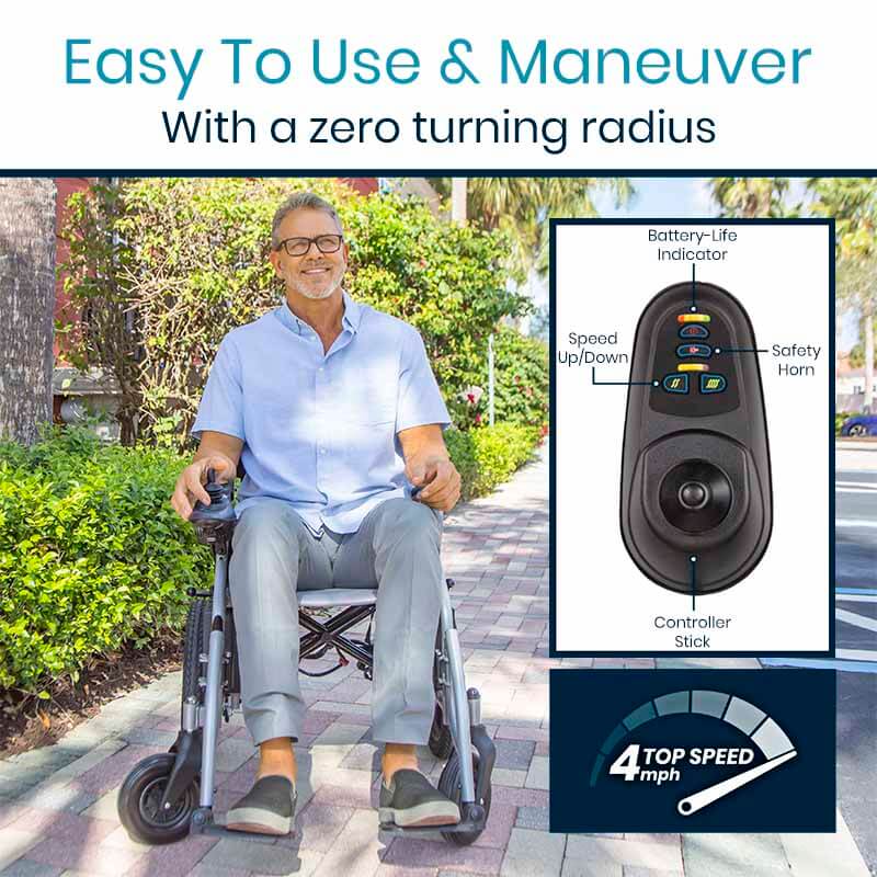 Compact Power Wheelchair - controller for speeds up to 4 miles per hour