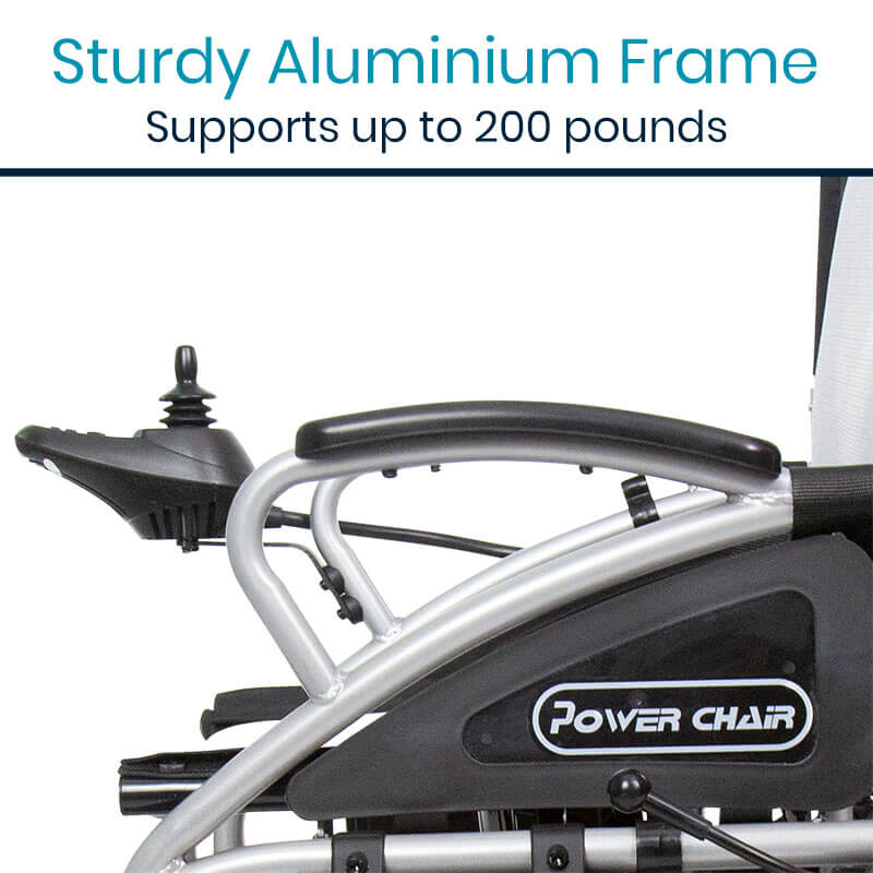 Compact Power Wheelchair - sturdy aluminum frame carries up to 200 pounds