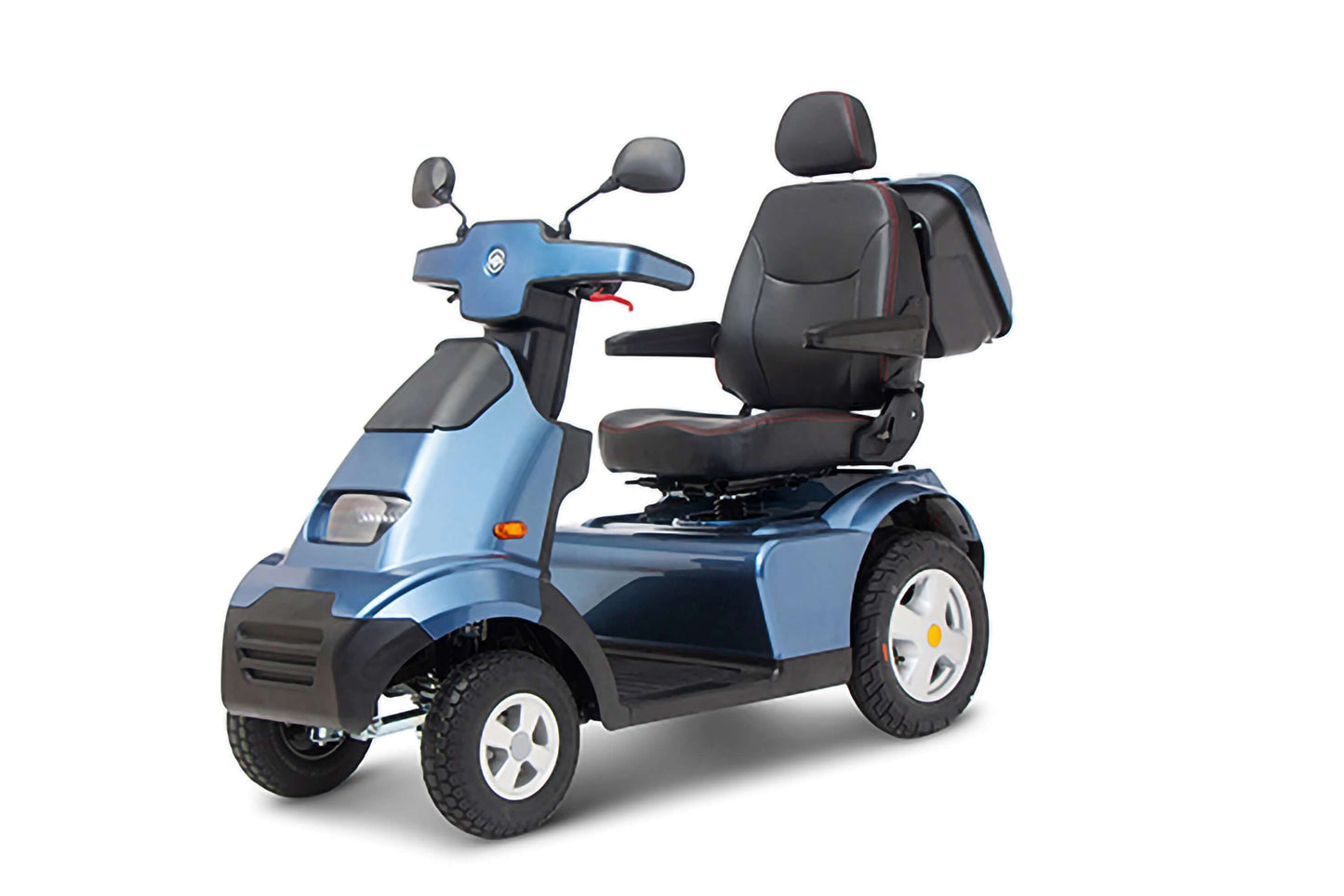 Afiscooter S4 Mobility Scooter - blue with single seat front left view