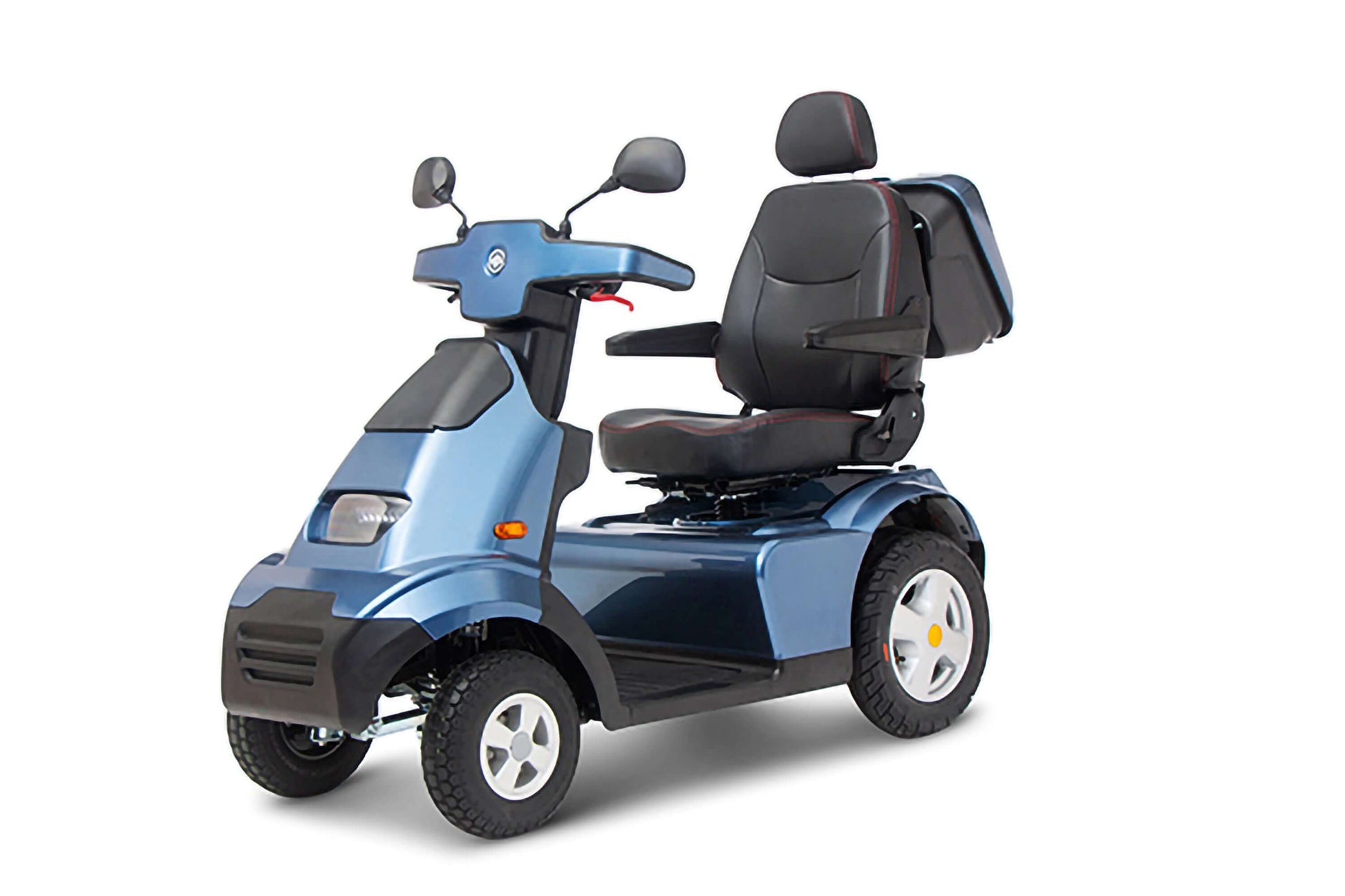 Afiscooter S4 Mobility Scooter - blue with single seat front left view