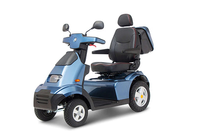 Afiscooter S4 Mobility Scooter - blue with single seat front left view