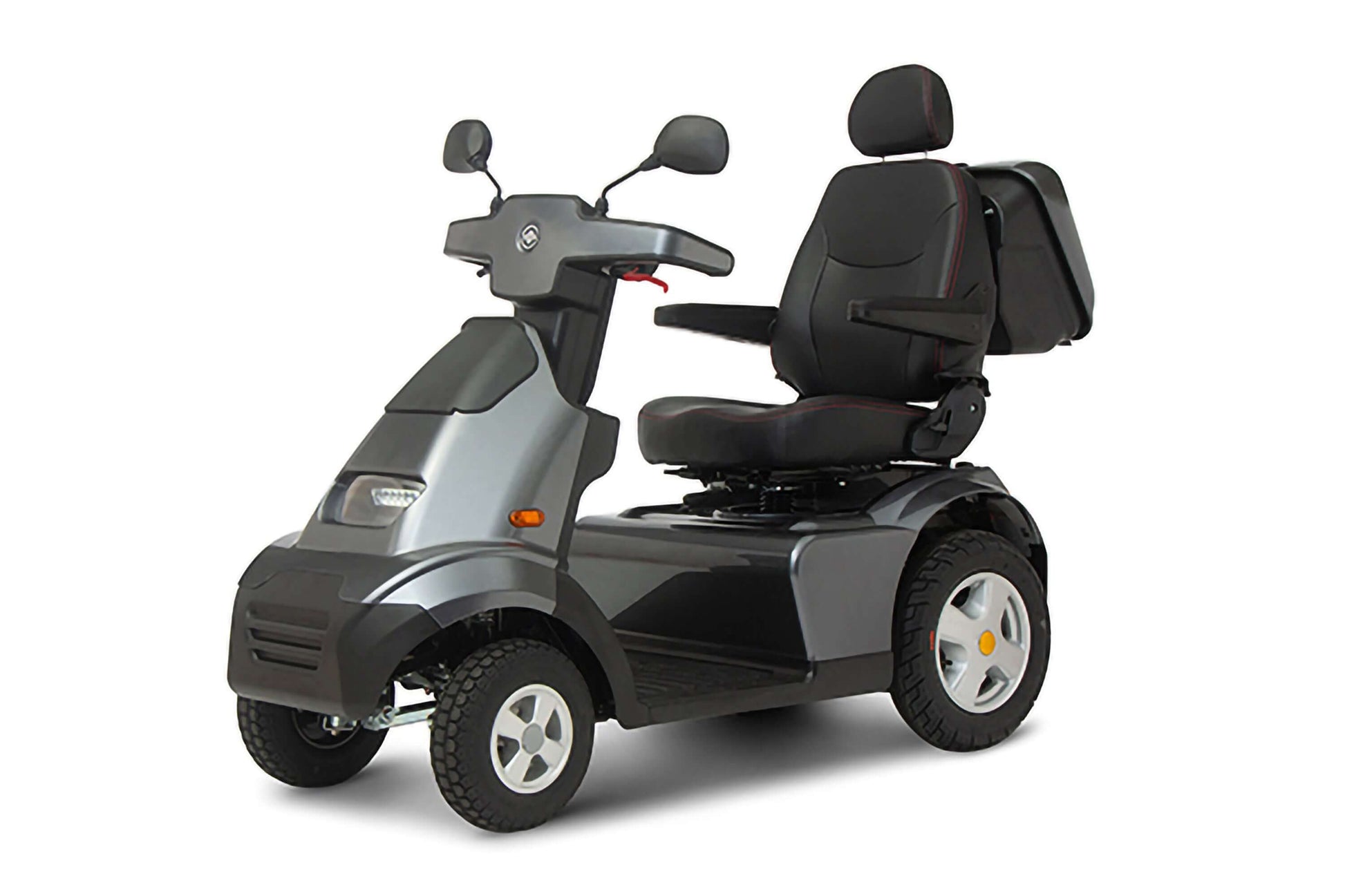 Afiscooter S4 Mobility Scooter - grey with single seat front left view