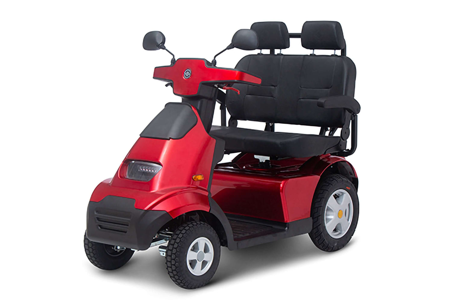 Afiscooter S4 Mobility Scooter - red with two seats front left view