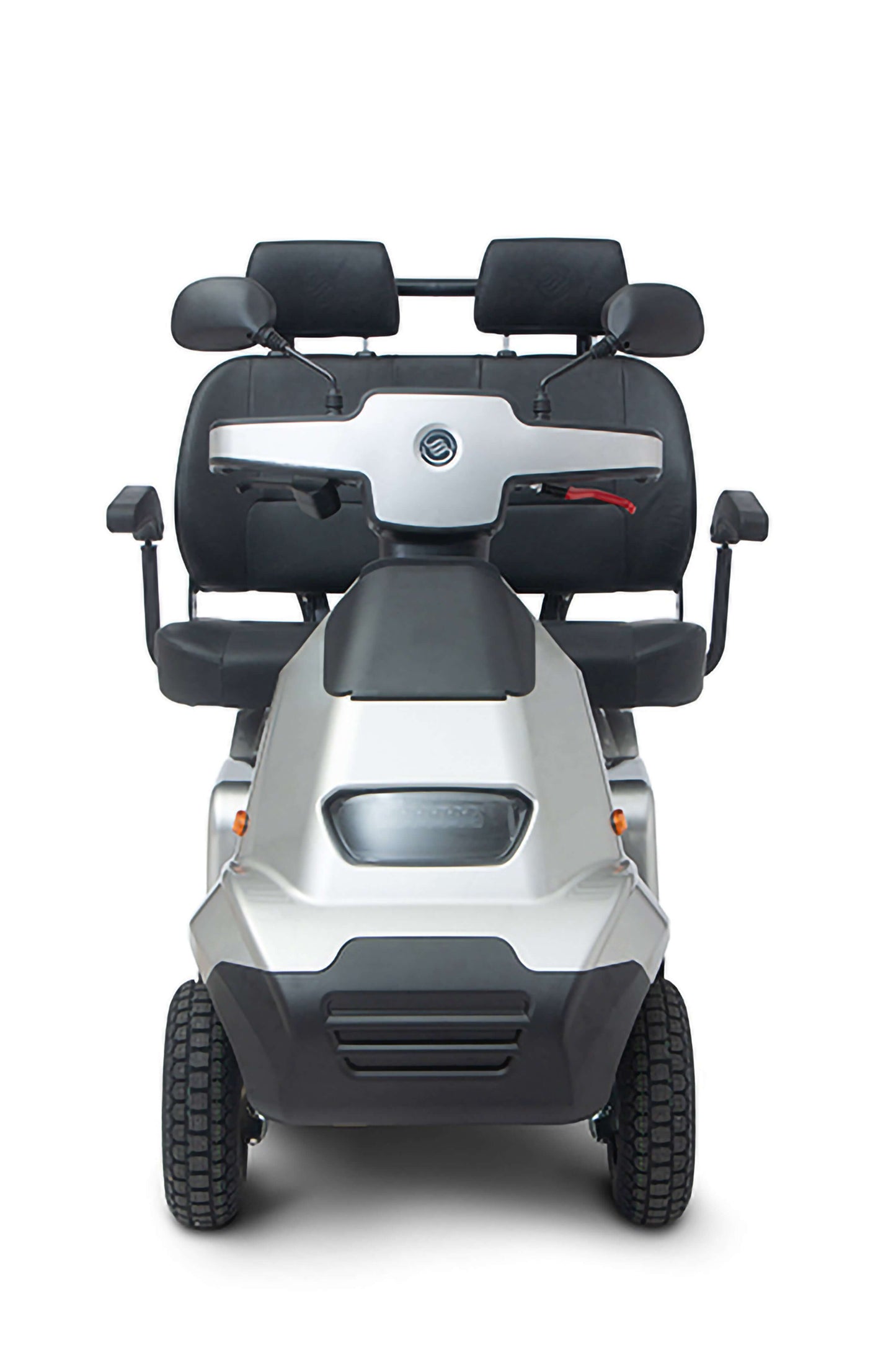 Afiscooter S4 Mobility Scooter - silver with two seats front view