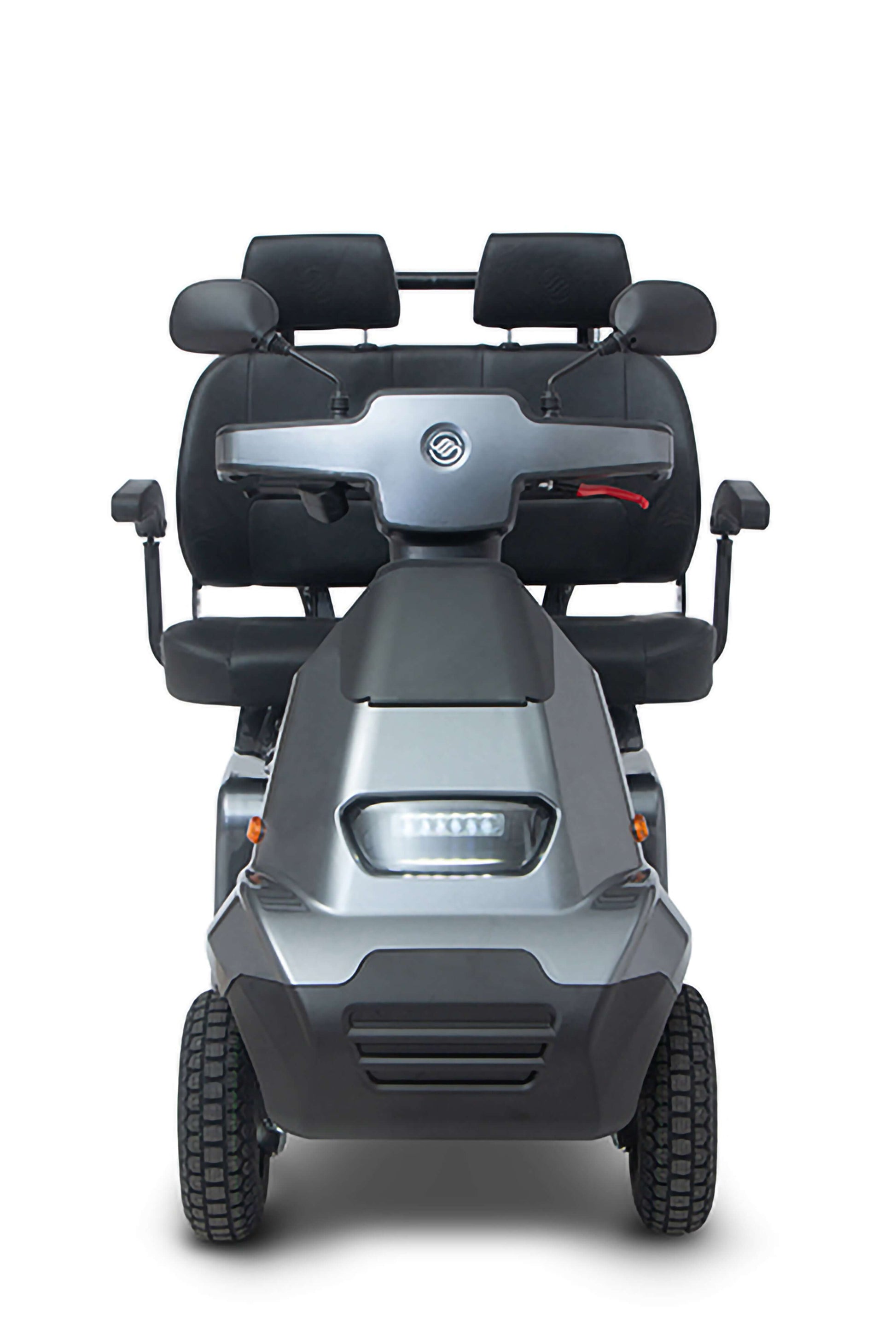 Afiscooter S4 Mobility Scooter - grey with two seats front view