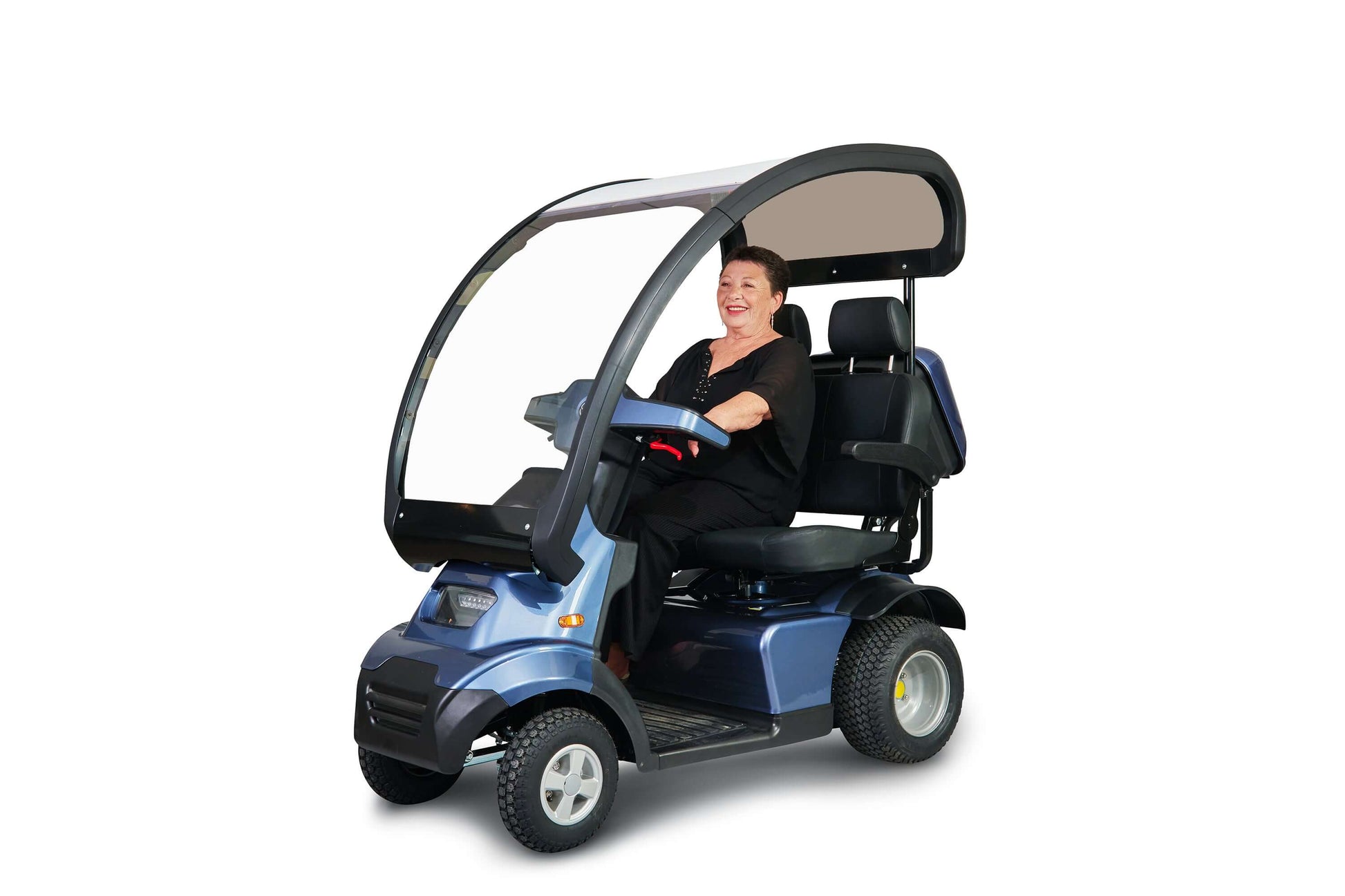 Afiscooter S4 Mobility Scooter - blue with canopy and two seats with one model