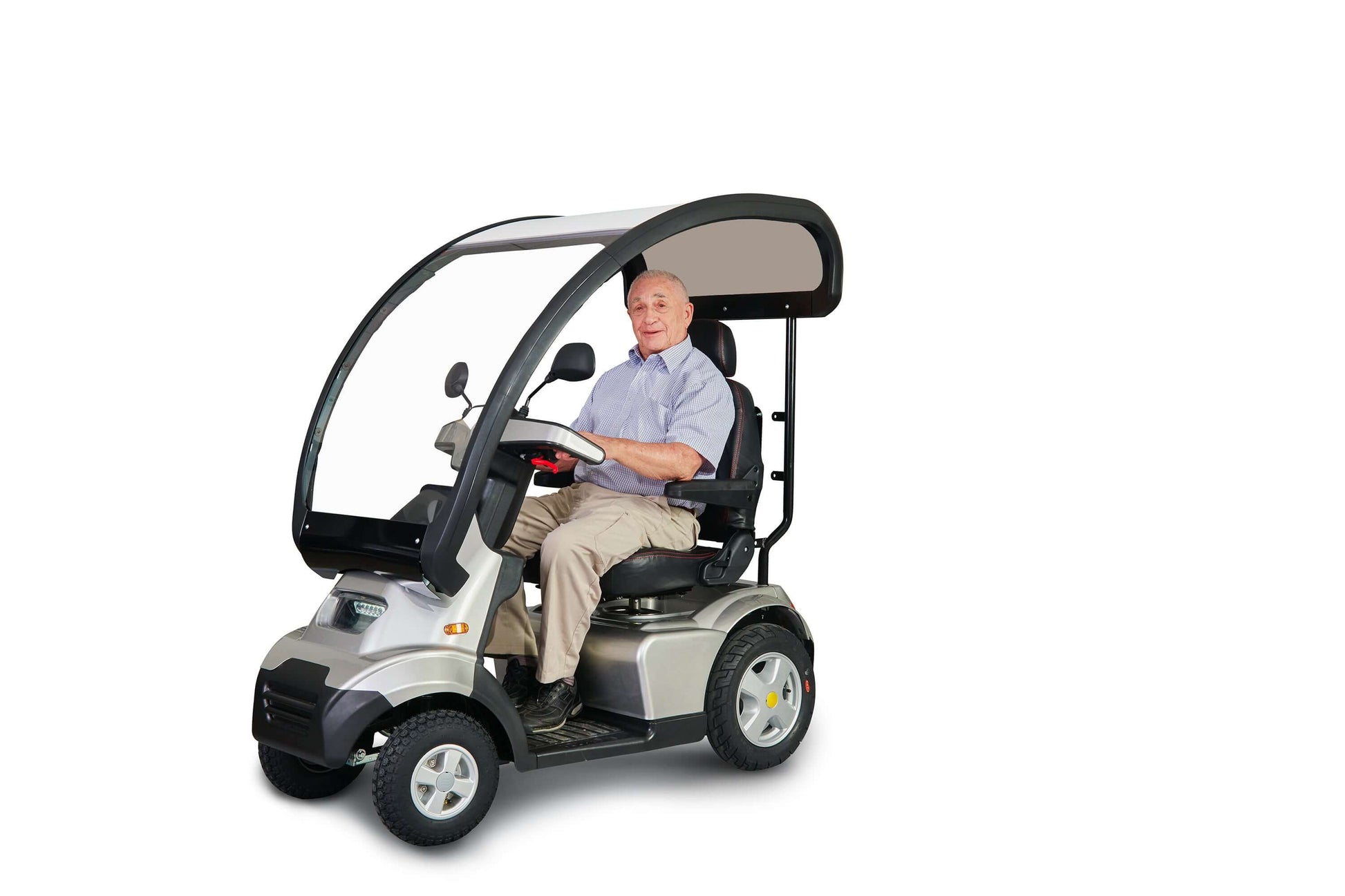 Afiscooter S4 Mobility Scooter - silver with canopy and model