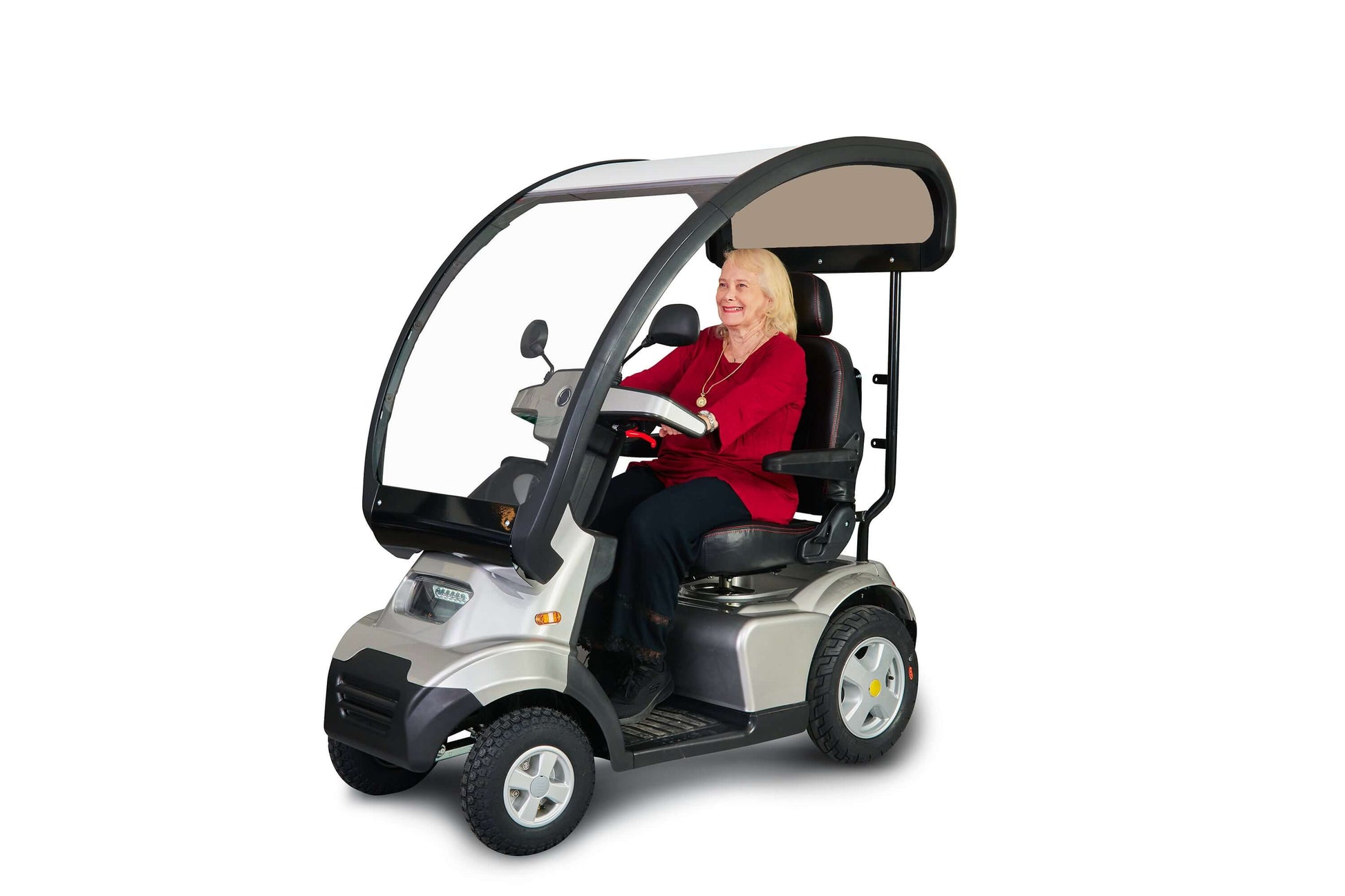 Afiscooter S4 Mobility Scooter - silver with canopy and model