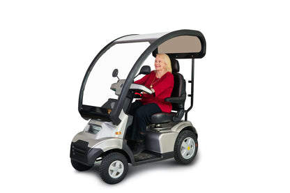 Afiscooter S4 Mobility Scooter - silver with canopy and model