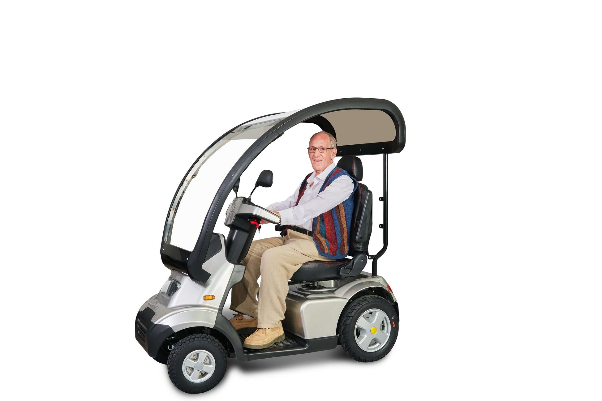 Afiscooter S4 Mobility Scooter - silver with canopy and model