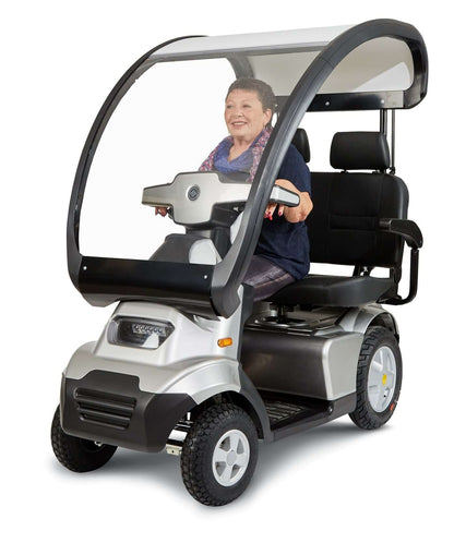 Afiscooter S4 Mobility Scooter - silver with two seats and canopy with model