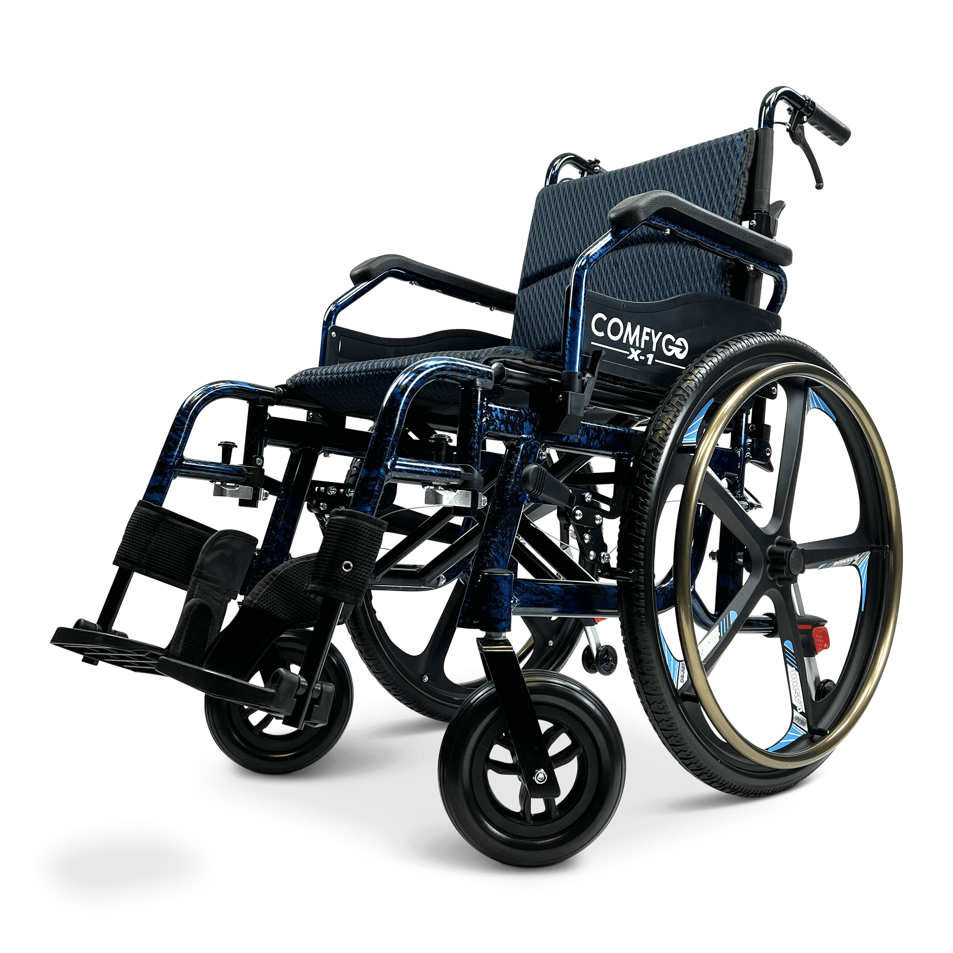 X-1 Manual Wheelchair - blue se model left front