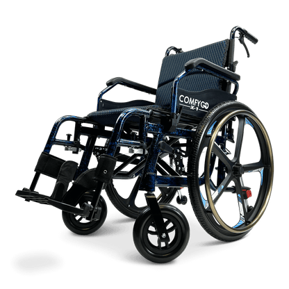 X-1 Manual Wheelchair - blue se model left front