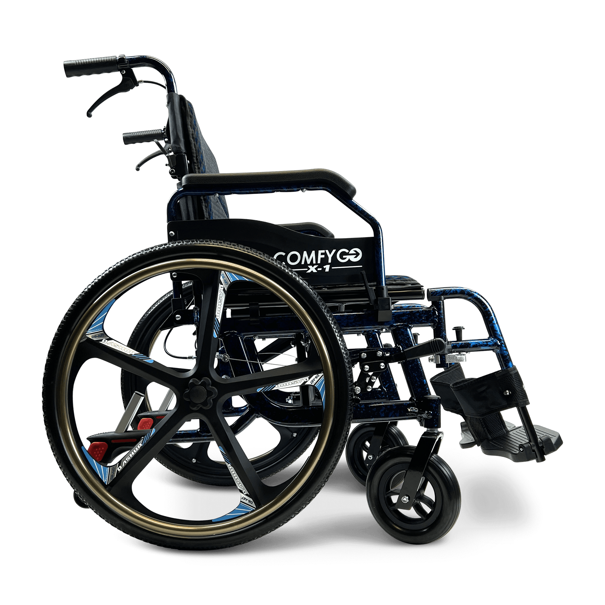 X-1 Manual Wheelchair - blue se model right side
