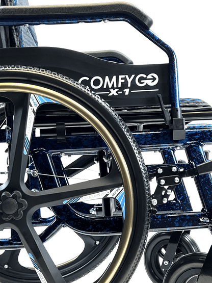 X-1 Manual Wheelchair - blue se model close up