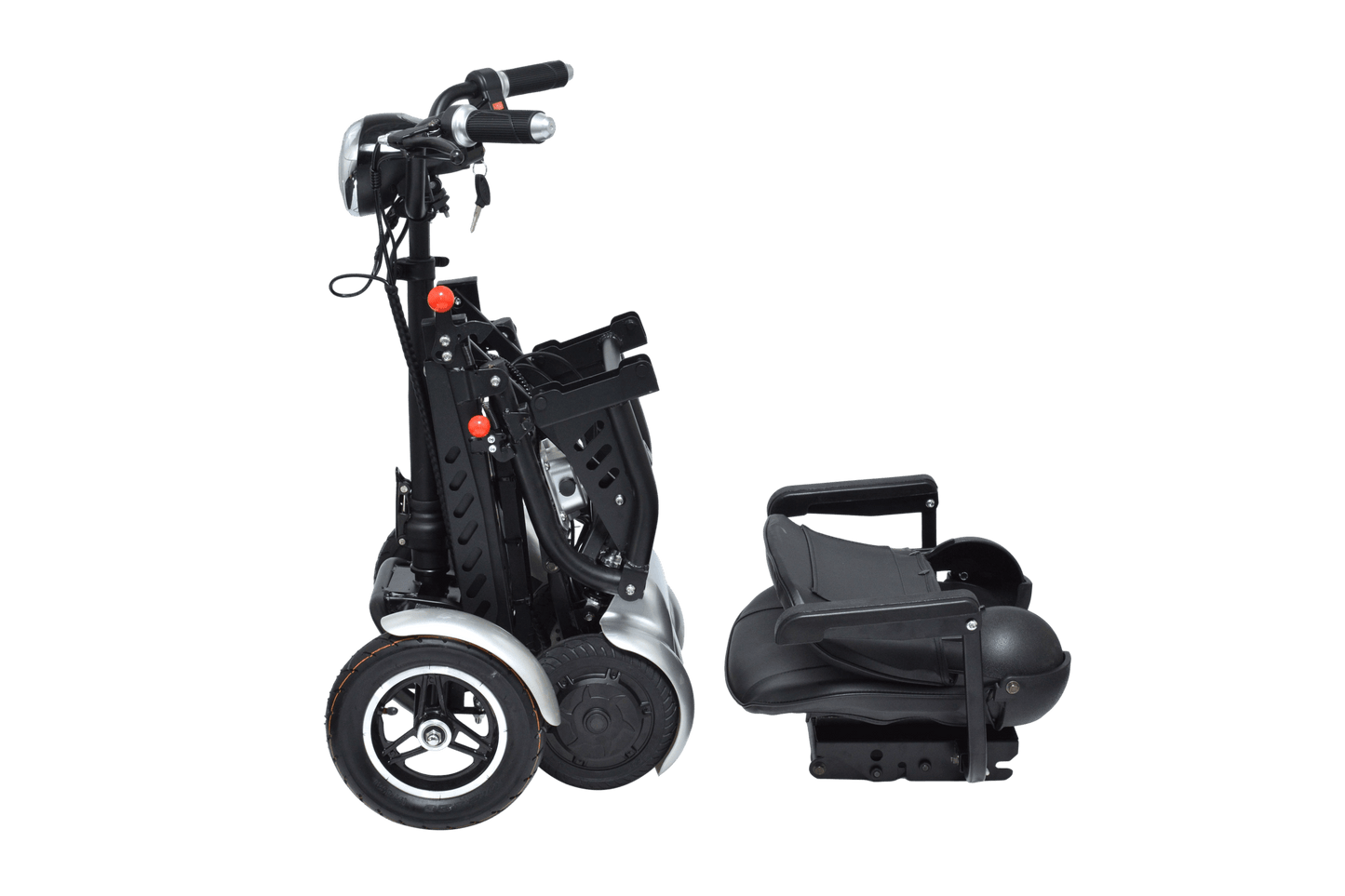MS 3000 Mobility Scooter - silver folded and seat removed
