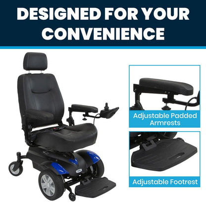 Electric Wheelchair Model V - adjustable armrests and footrest