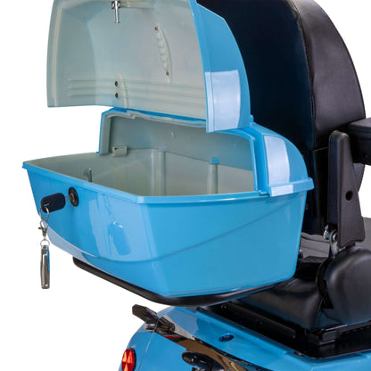 Elite Mobility Scooter - rear locking storage box opened