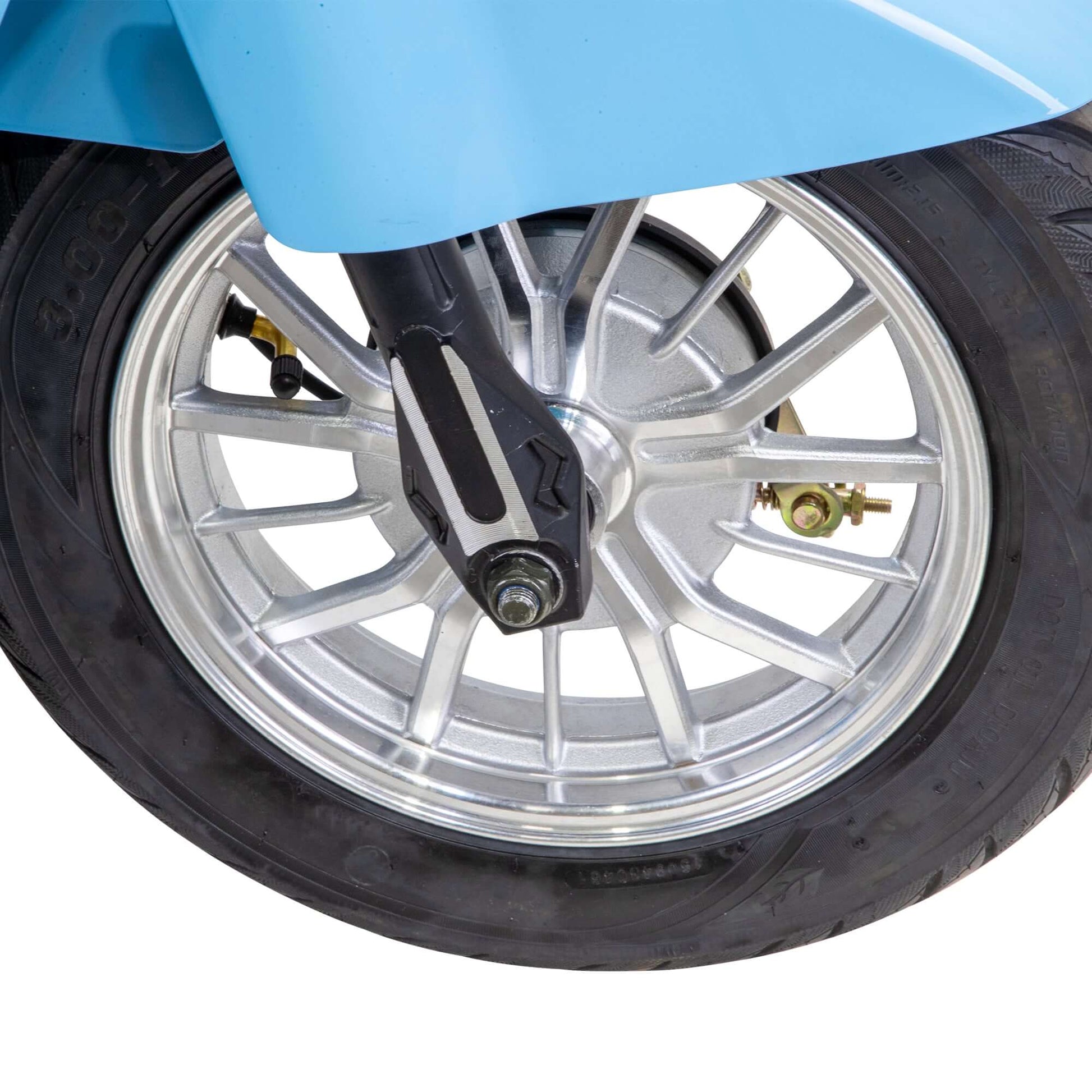 Elite Mobility Scooter - front wheel and fender close up