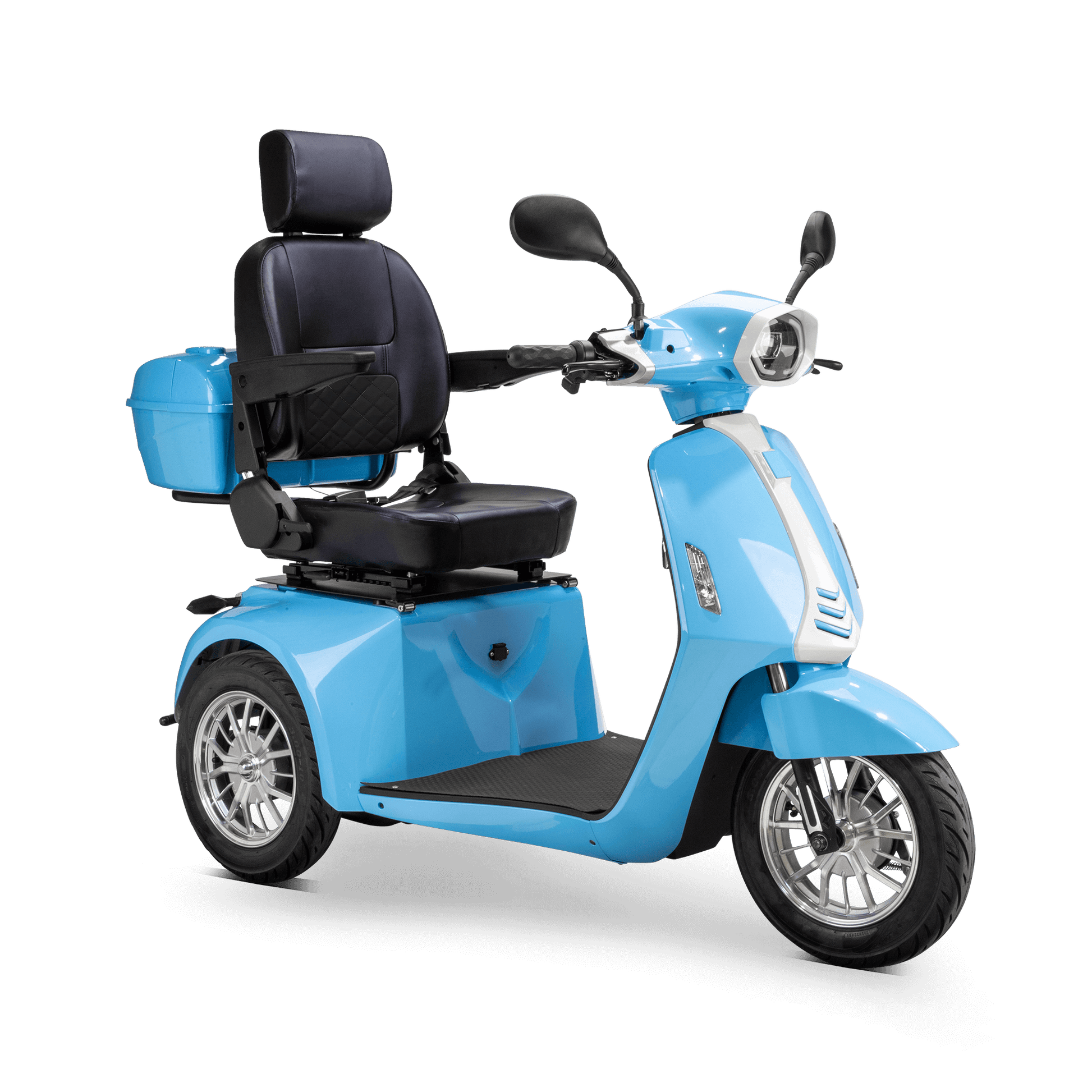 Elite Mobility Scooter - blue with black seat and silver wheels