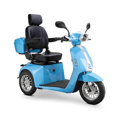 Elite Mobility Scooter - blue with black seat and silver wheels