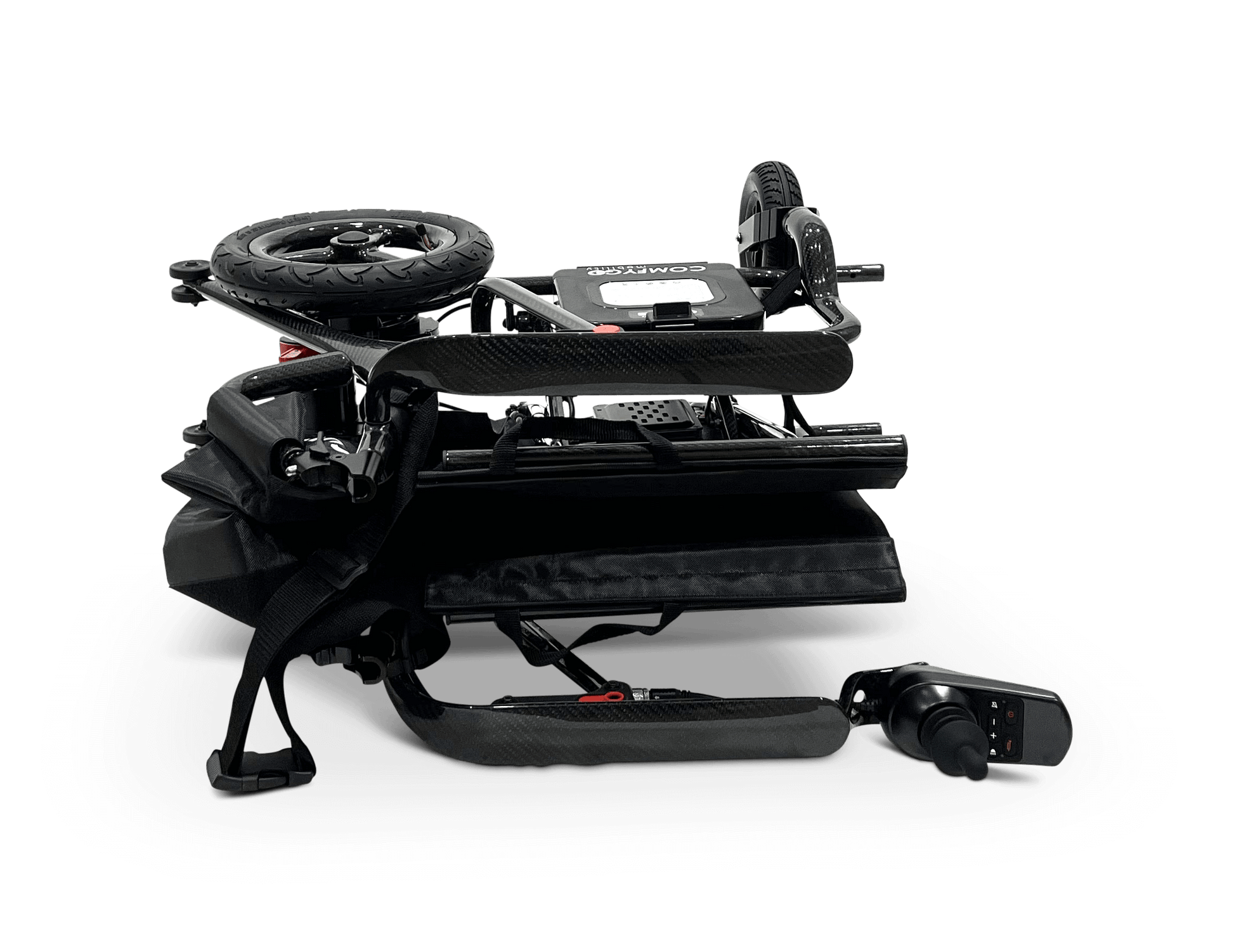 Phoenix Carbon Fiber Electric Wheelchair - folded on right side