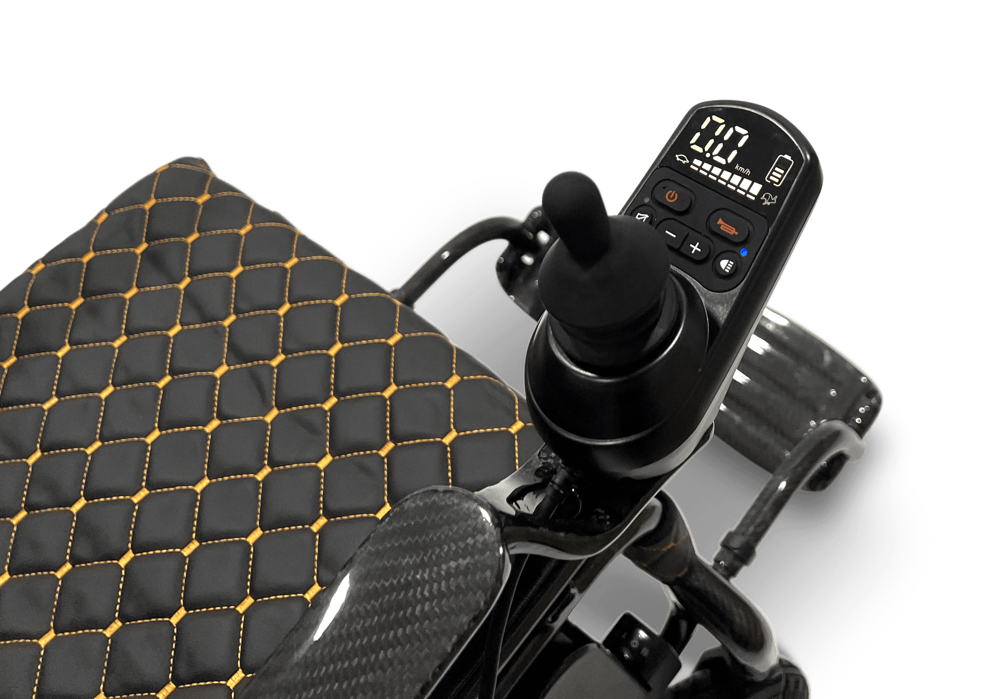Phoenix Carbon Fiber Electric Wheelchair - black color controller close up