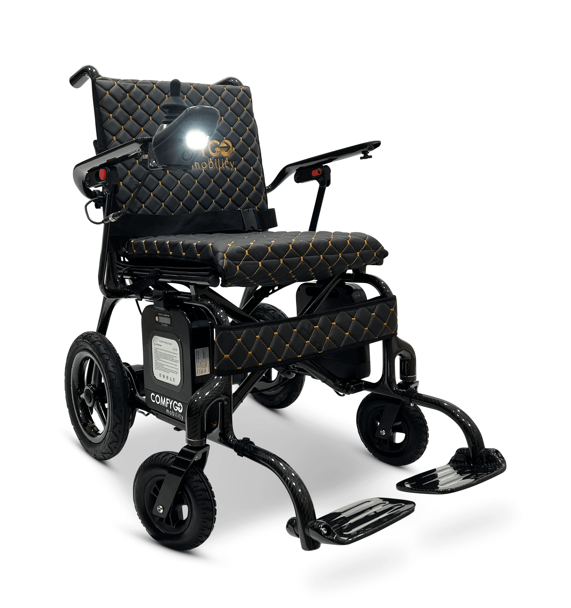 Phoenix Carbon Fiber Electric Wheelchair - black color headlight on
