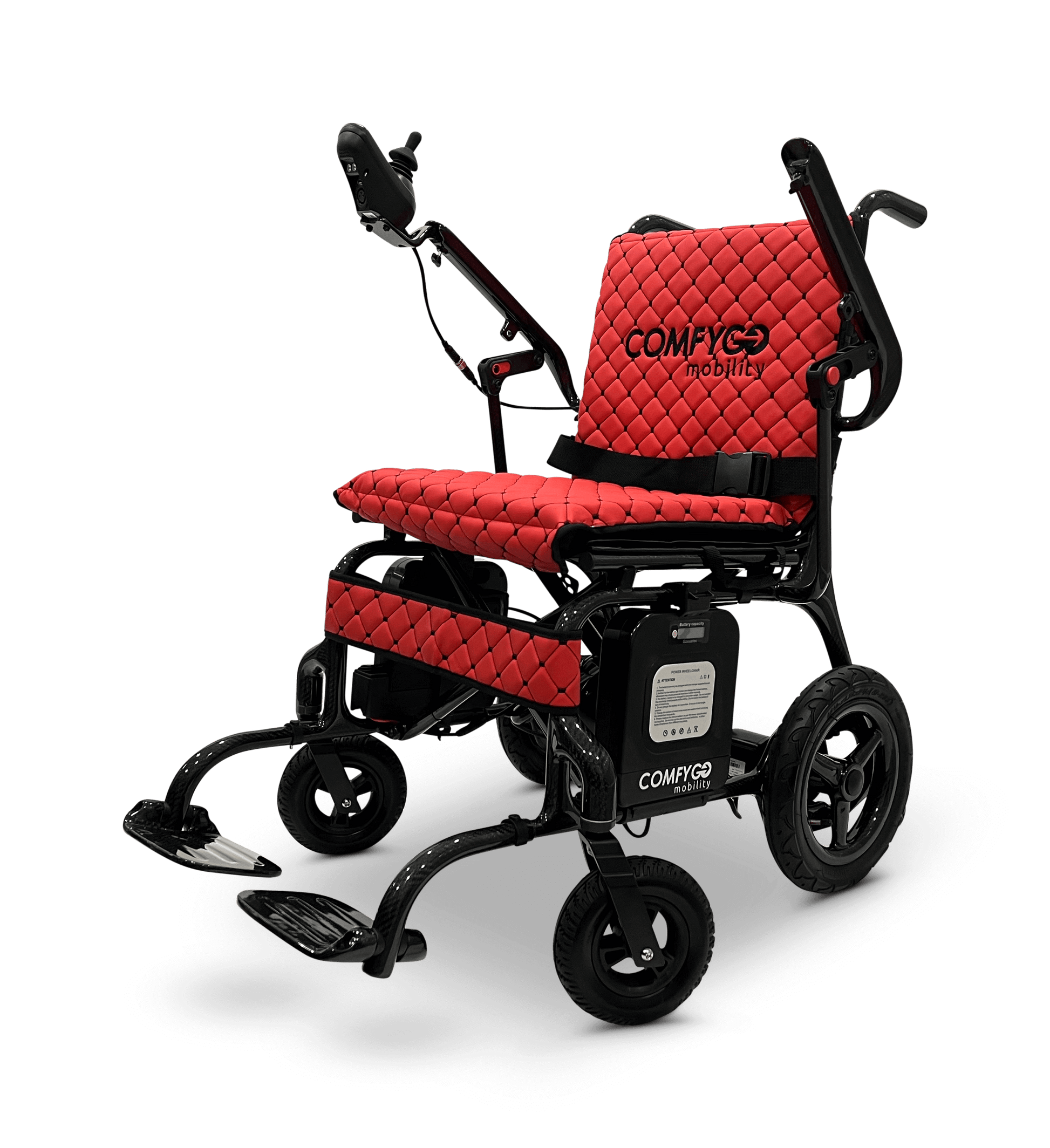 Phoenix Carbon Fiber Electric Wheelchair - red color left front