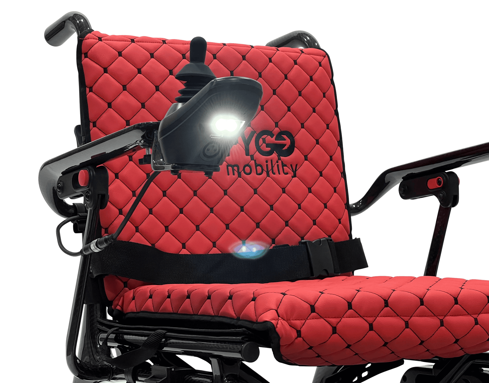 Phoenix Carbon Fiber Electric Wheelchair - red color headlight on
