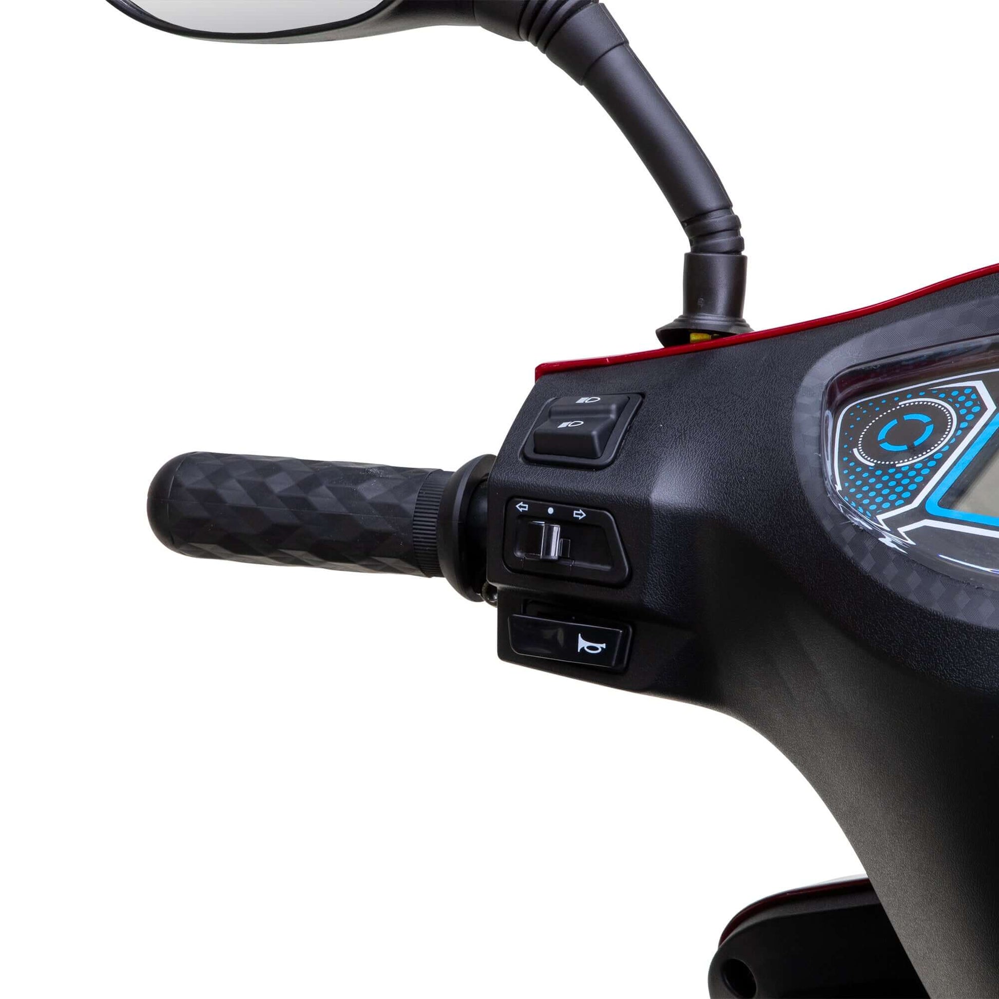 Legacy Mobility Scooter - left side of handlebar and digital speedometer