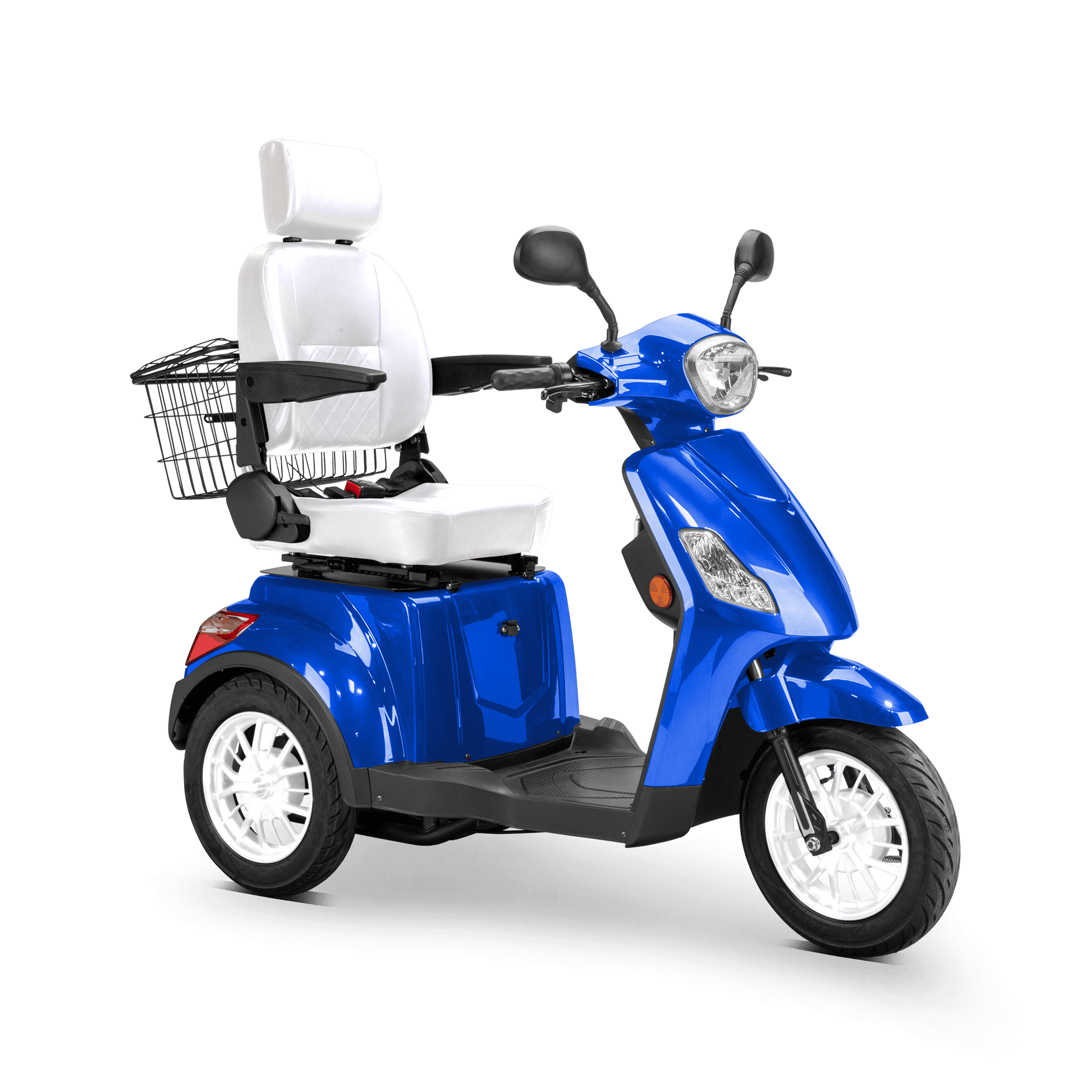 Legacy Mobility Scooter - blue with white seat and white wheels