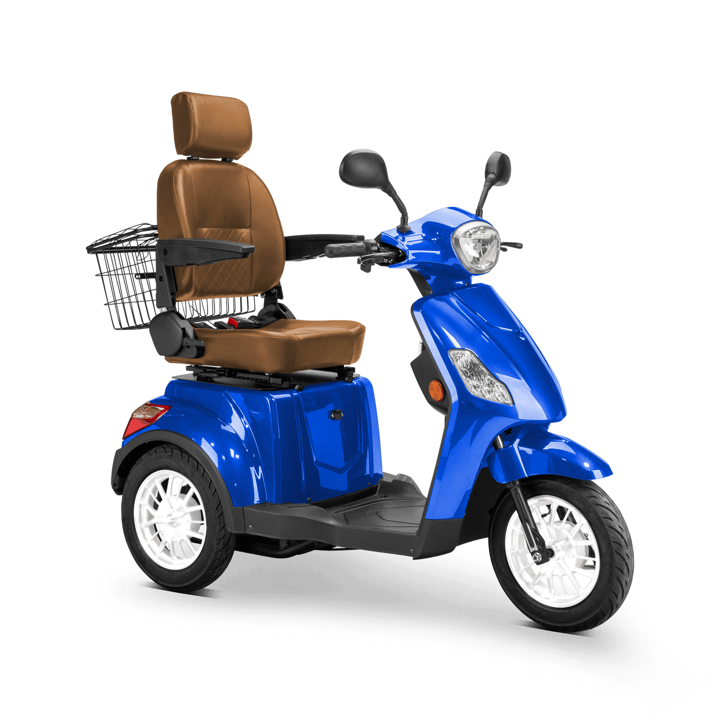 Legacy Mobility Scooter - blue with brown seat and white wheels