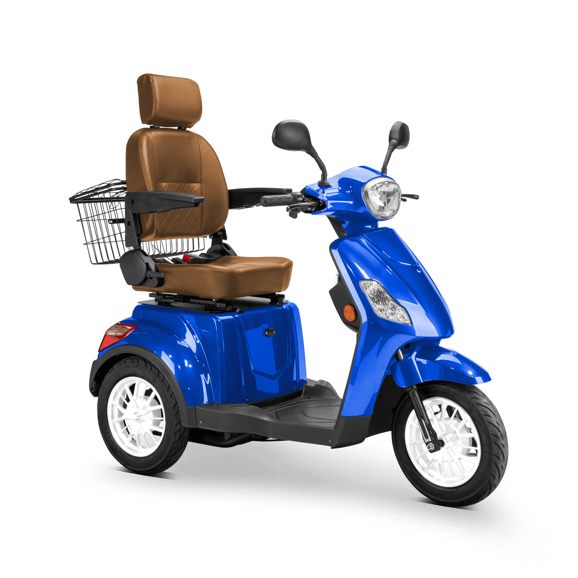 Legacy Mobility Scooter - blue with brown seat and white wheels