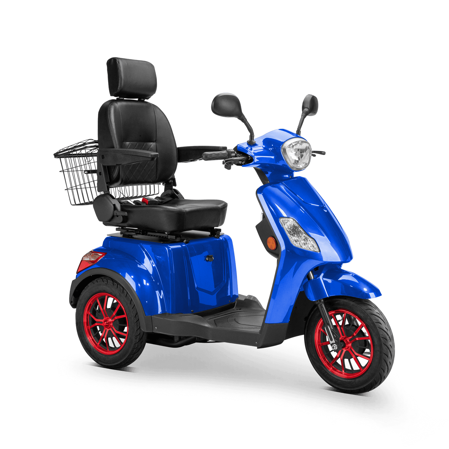 Legacy Mobility Scooter - blue with black seat and red wheels