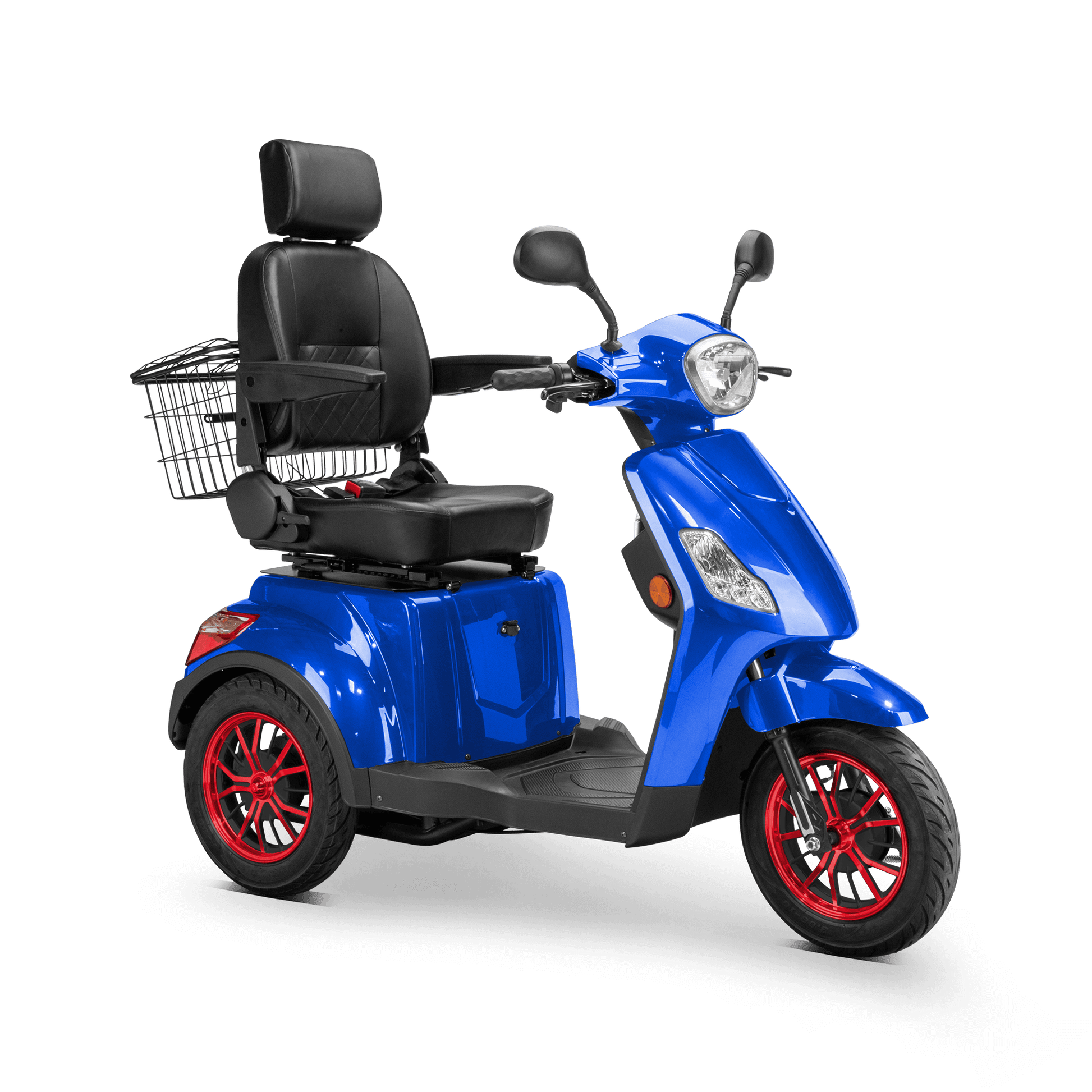 Legacy Mobility Scooter - blue with black seat and red wheels