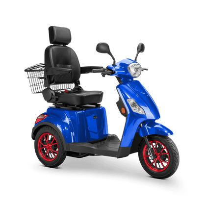 Legacy Mobility Scooter - blue with black seat and red wheels