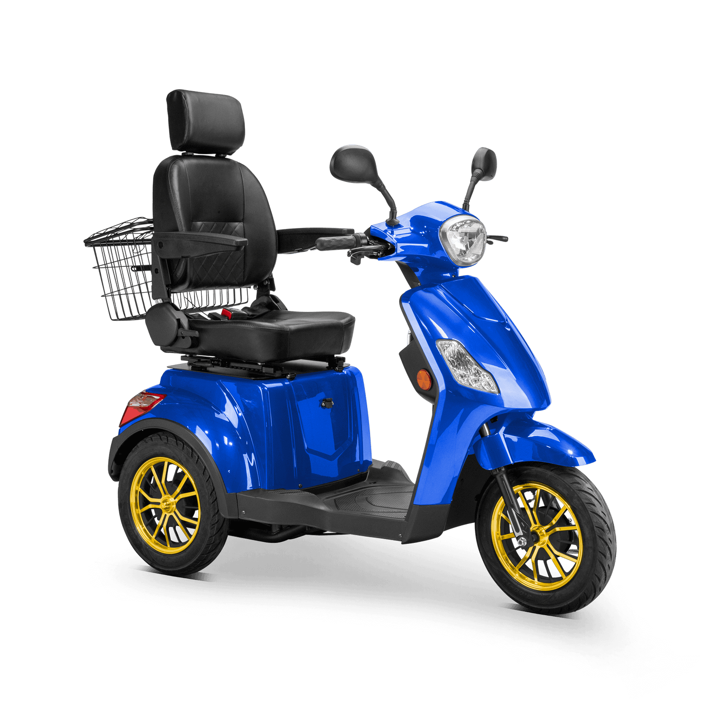 Legacy Mobility Scooter - blue with black seat and gold wheels