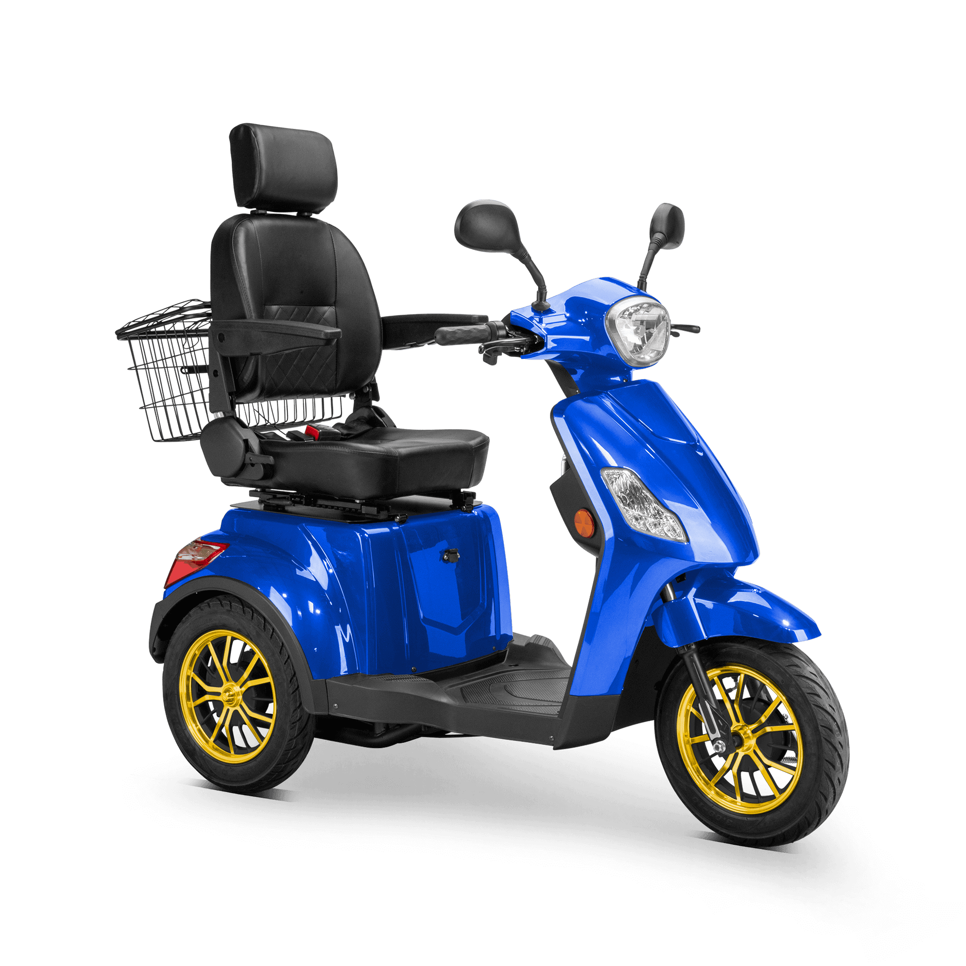 Legacy Mobility Scooter - blue with black seat and gold wheels