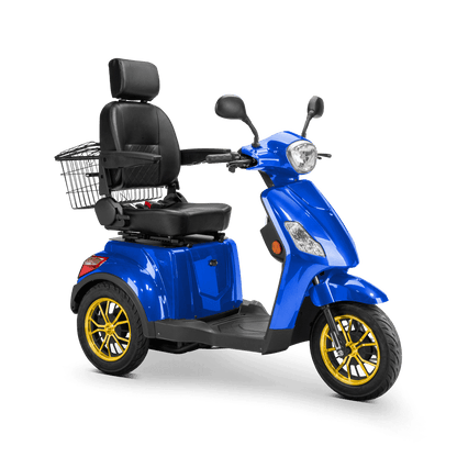 Legacy Mobility Scooter - blue with black seat and gold wheels