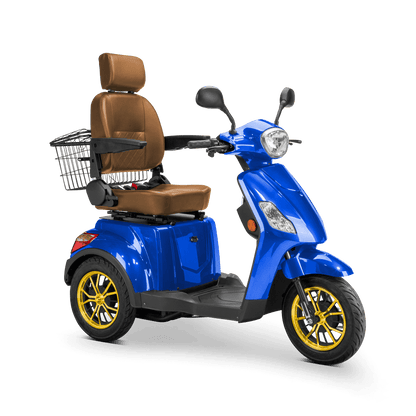 Legacy Mobility Scooter - blue with brown seat and gold wheels