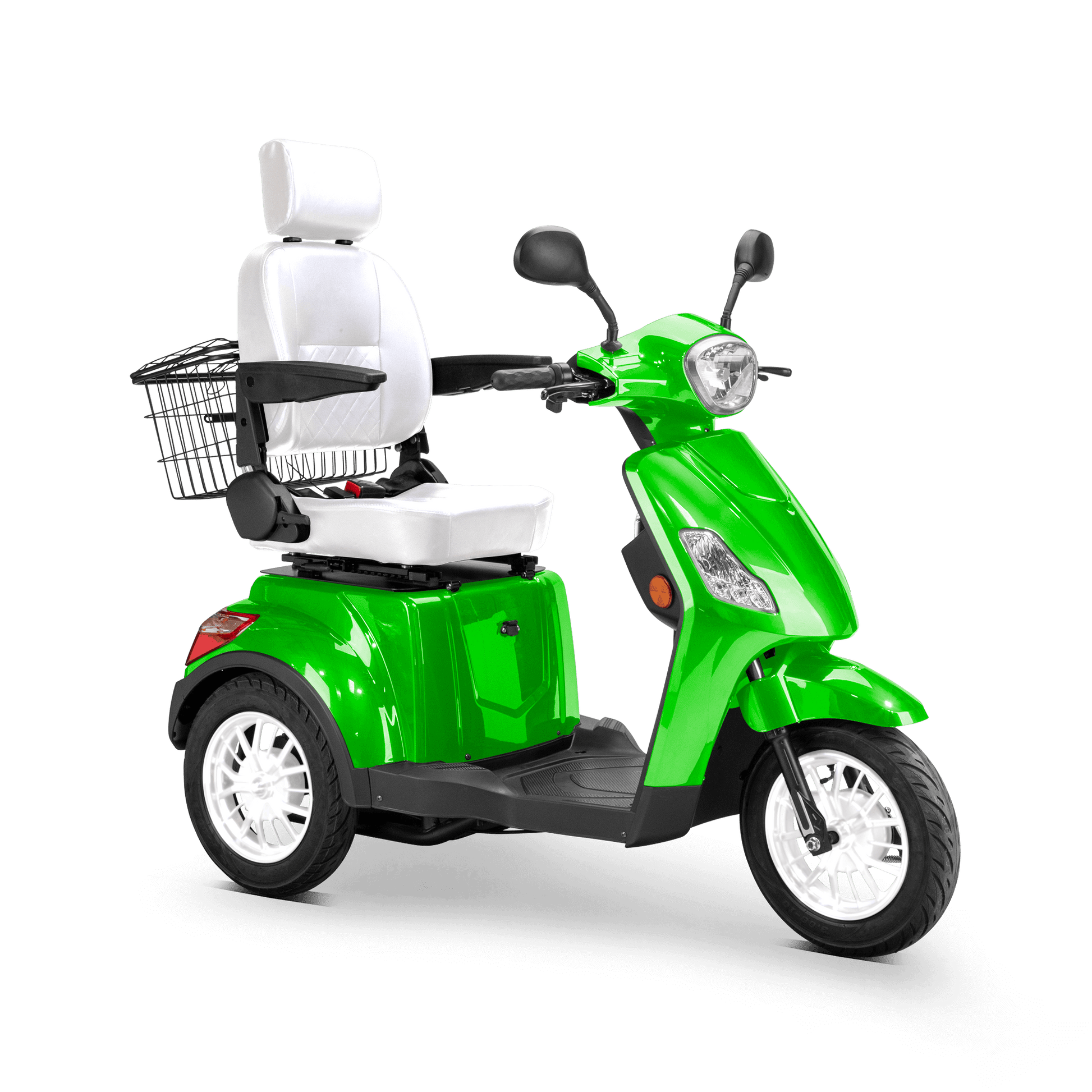 Legacy Mobility Scooter - green with white seat and white wheels