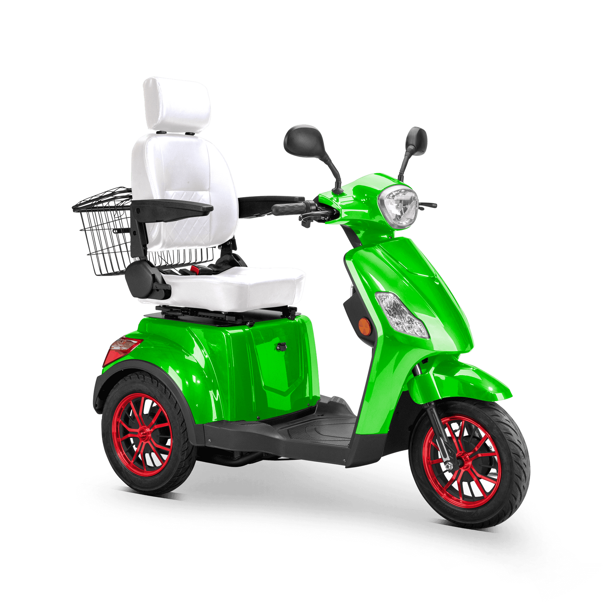 Legacy Mobility Scooter - green with white seat and red wheels