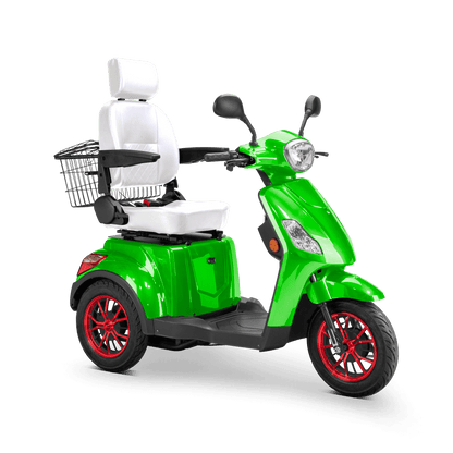 Legacy Mobility Scooter - green with white seat and red wheels