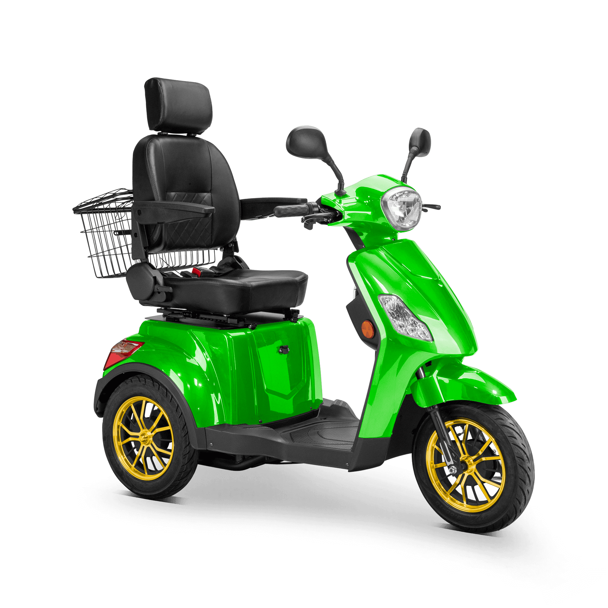 Legacy Mobility Scooter - green with black seat and gold wheels