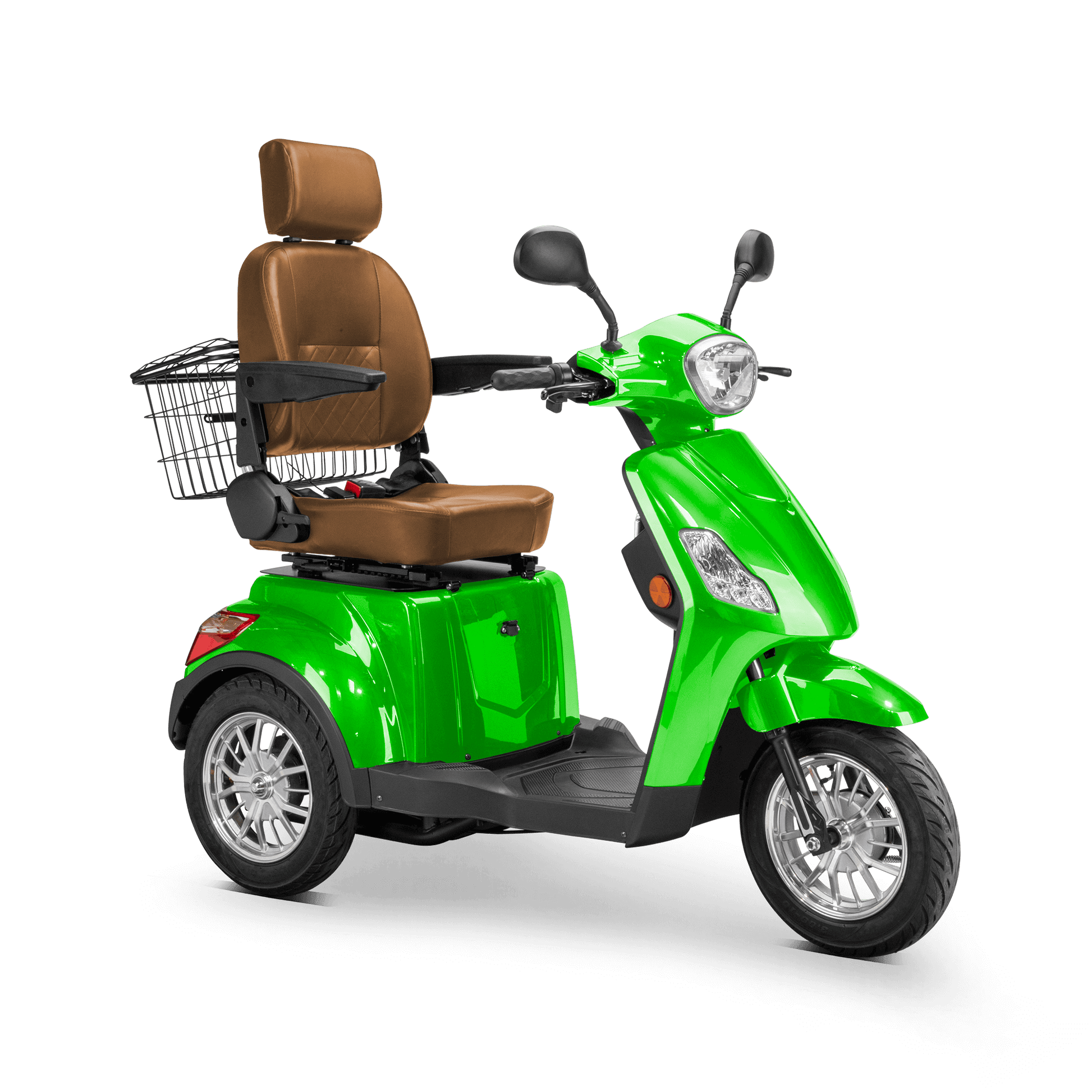 Legacy Mobility Scooter - green with brown seat and silver wheels