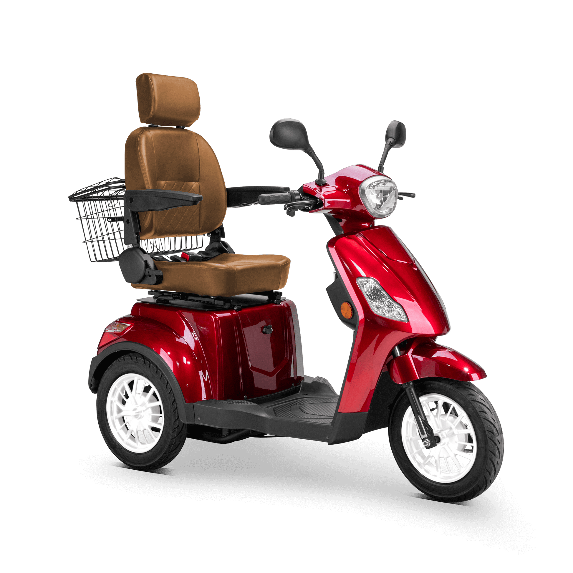Legacy Mobility Scooter - red with brown seat and white wheels